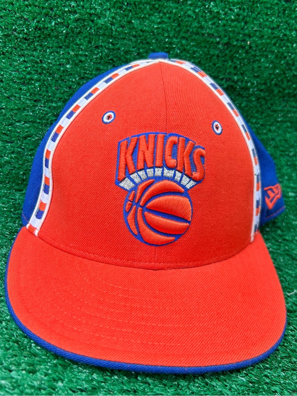 New York Knicks New Era 59FIFTY Fitted Hat Wool 7 1/4 Orange Blue Piping Cap NBA